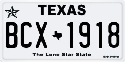 TX license plate BCX1918