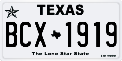 TX license plate BCX1919