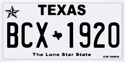 TX license plate BCX1920