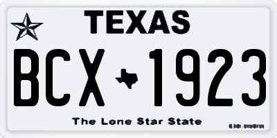 TX license plate BCX1923