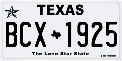 TX license plate BCX1925