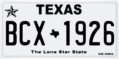 TX license plate BCX1926