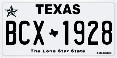 TX license plate BCX1928
