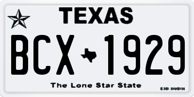 TX license plate BCX1929