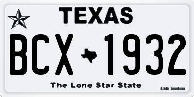 TX license plate BCX1932