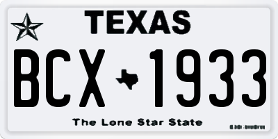 TX license plate BCX1933