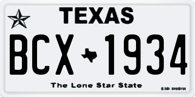 TX license plate BCX1934