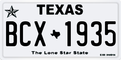 TX license plate BCX1935