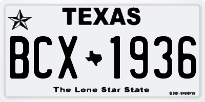 TX license plate BCX1936