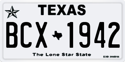 TX license plate BCX1942