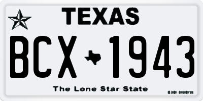 TX license plate BCX1943