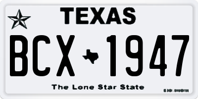 TX license plate BCX1947