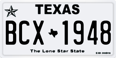 TX license plate BCX1948