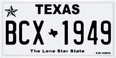 TX license plate BCX1949