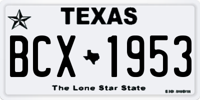 TX license plate BCX1953