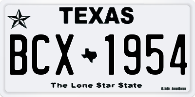 TX license plate BCX1954