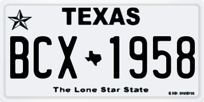 TX license plate BCX1958