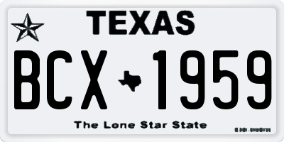 TX license plate BCX1959