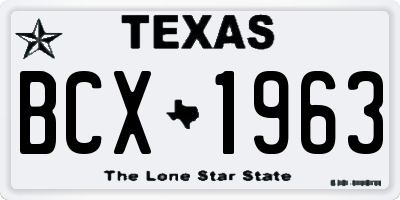 TX license plate BCX1963