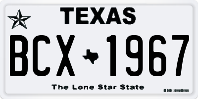 TX license plate BCX1967