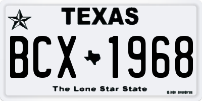 TX license plate BCX1968