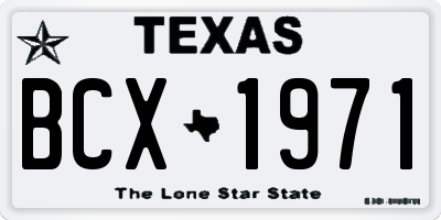 TX license plate BCX1971