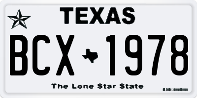 TX license plate BCX1978