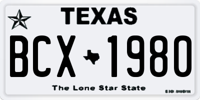 TX license plate BCX1980