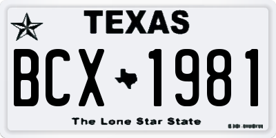 TX license plate BCX1981