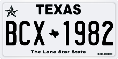 TX license plate BCX1982