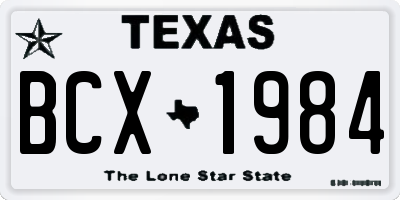 TX license plate BCX1984