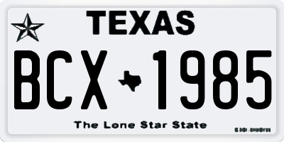 TX license plate BCX1985