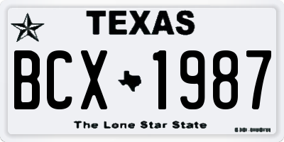 TX license plate BCX1987