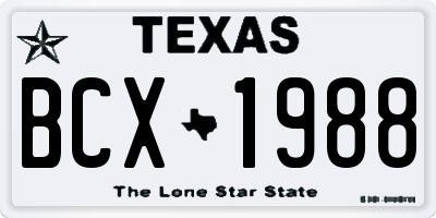 TX license plate BCX1988