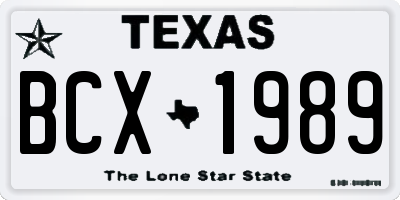 TX license plate BCX1989