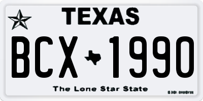 TX license plate BCX1990