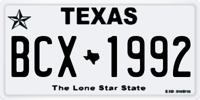 TX license plate BCX1992