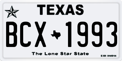 TX license plate BCX1993