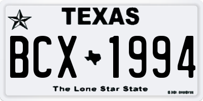 TX license plate BCX1994