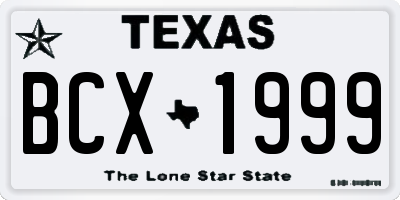 TX license plate BCX1999