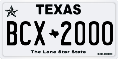 TX license plate BCX2000