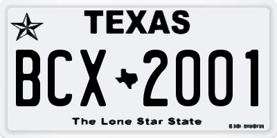 TX license plate BCX2001