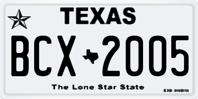 TX license plate BCX2005