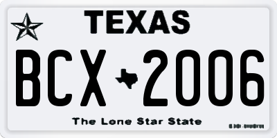 TX license plate BCX2006