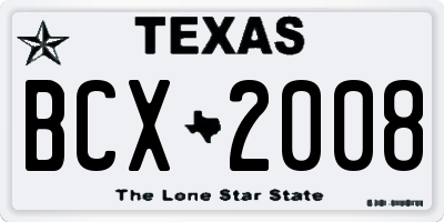 TX license plate BCX2008