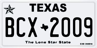 TX license plate BCX2009