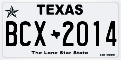 TX license plate BCX2014
