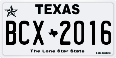 TX license plate BCX2016
