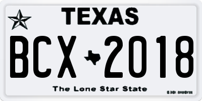 TX license plate BCX2018
