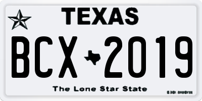 TX license plate BCX2019